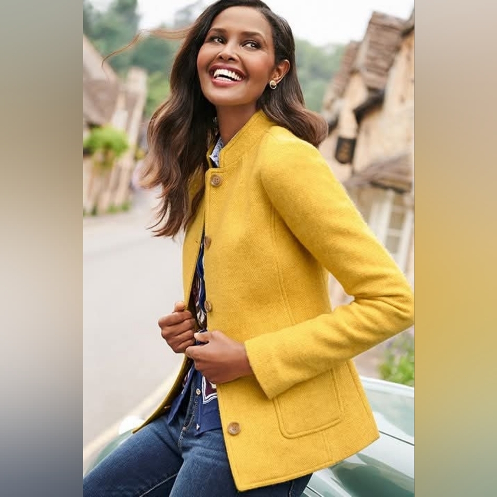 Talbots honeycomb wool yellow blazer 8P NWT 179